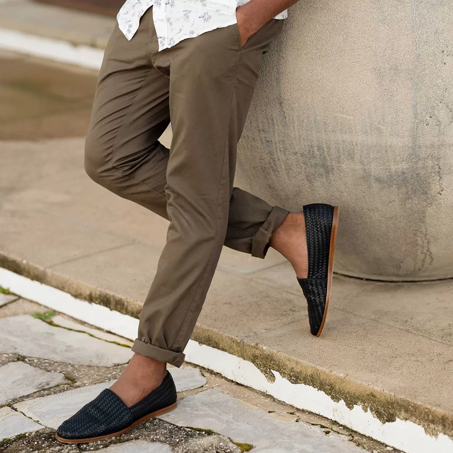 Oxfords & Loafers-Nisolo Alejandro Woven Slip On Woven Black