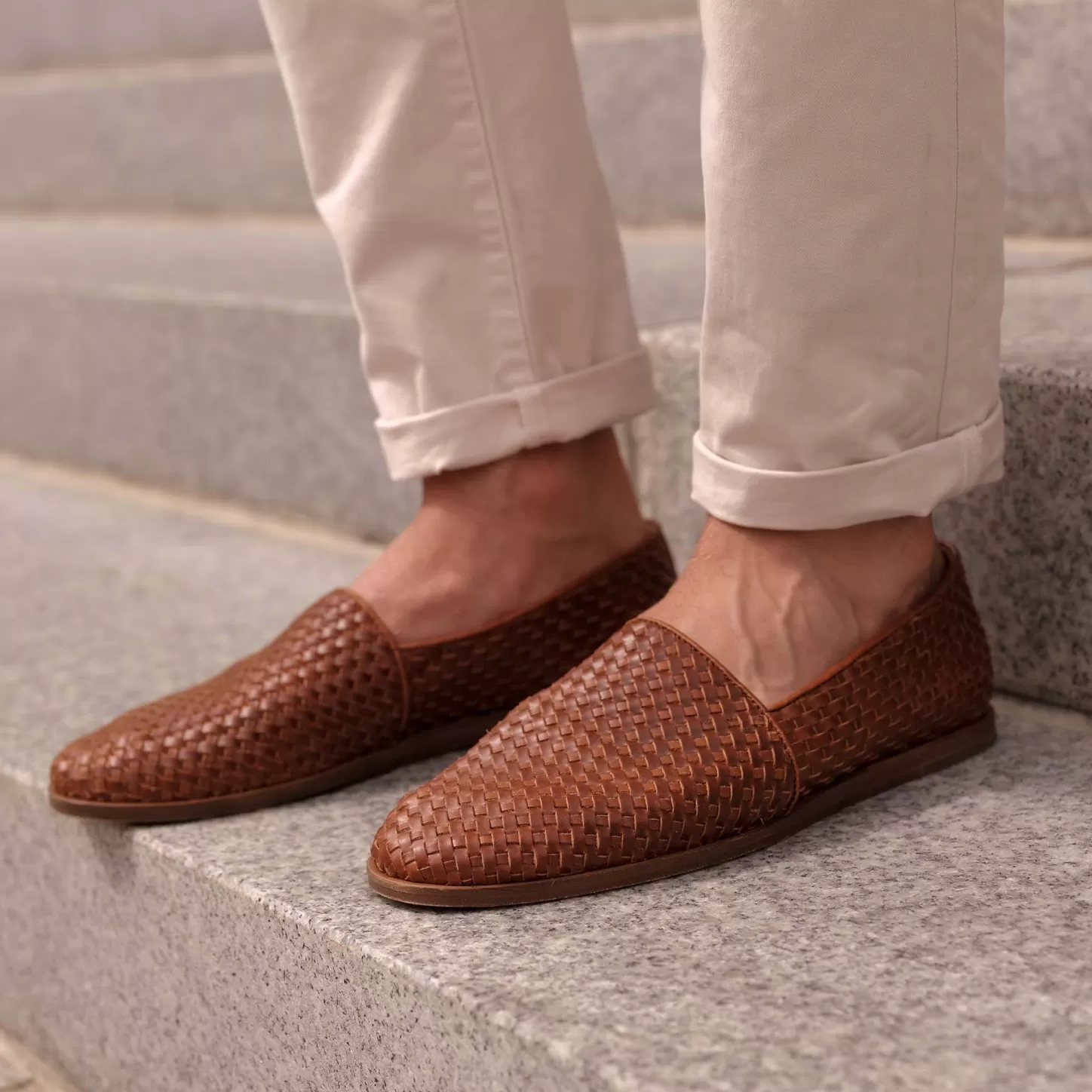 Oxfords & Loafers-Nisolo Alejandro Woven Slip On Woven Brandy