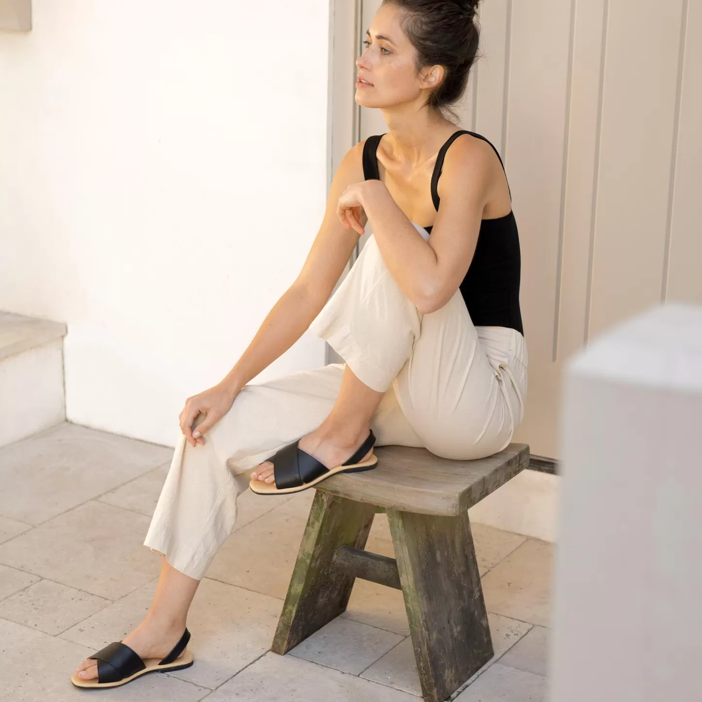 Flats & Slip Ons-Nisolo All-Day Cross Strap Sandal Black
