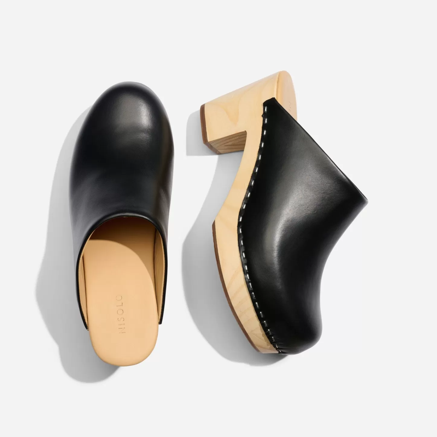 Heels-Nisolo All-Day Heeled Clog Black