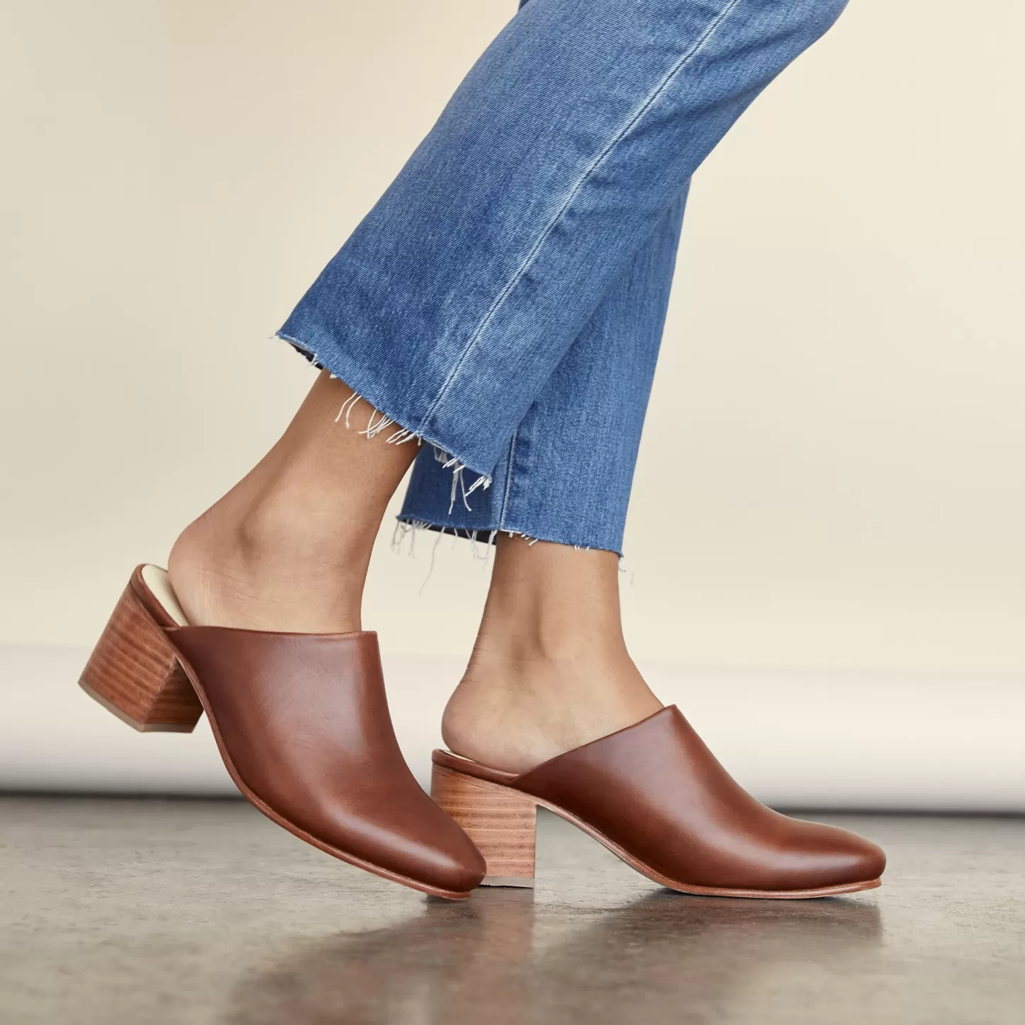Heels-Nisolo All-Day Heeled Mule Brandy