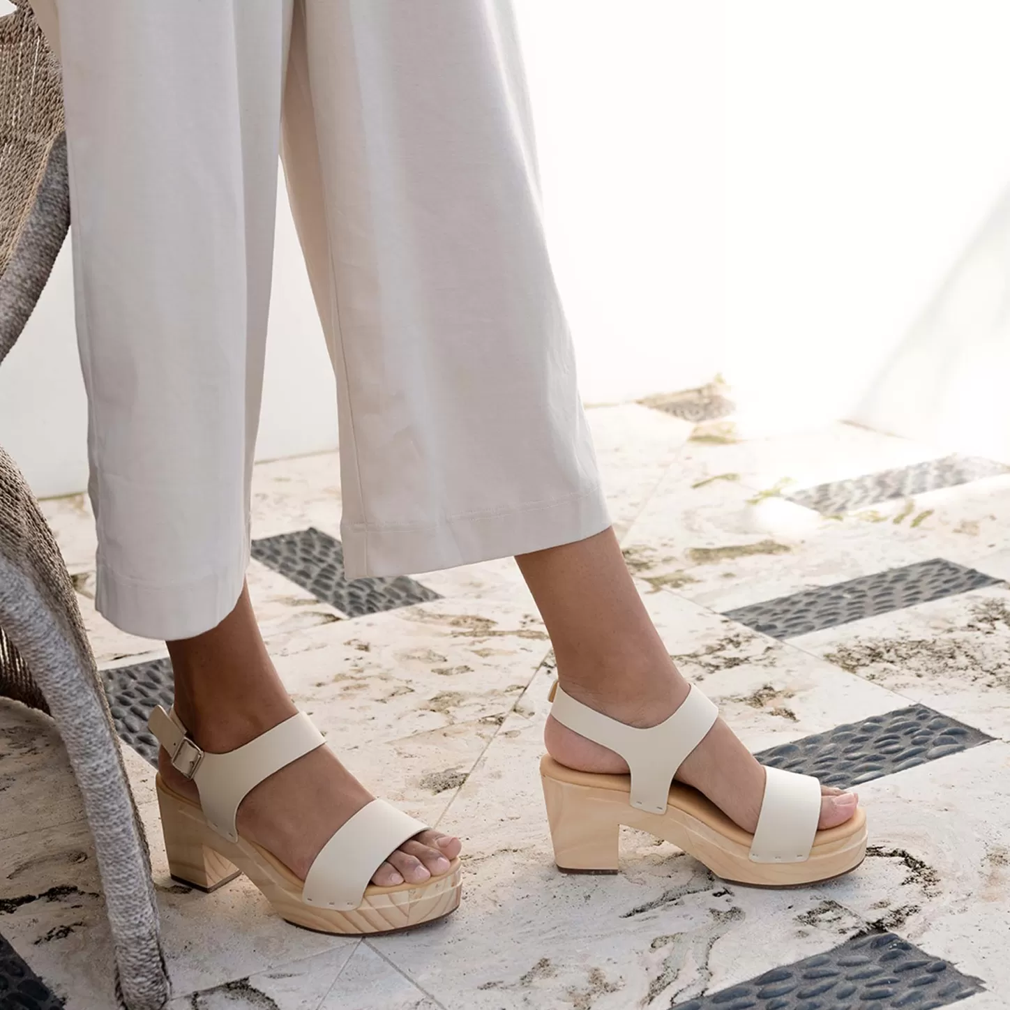 Sandals-Nisolo All-Day Open Toe Clog Bone