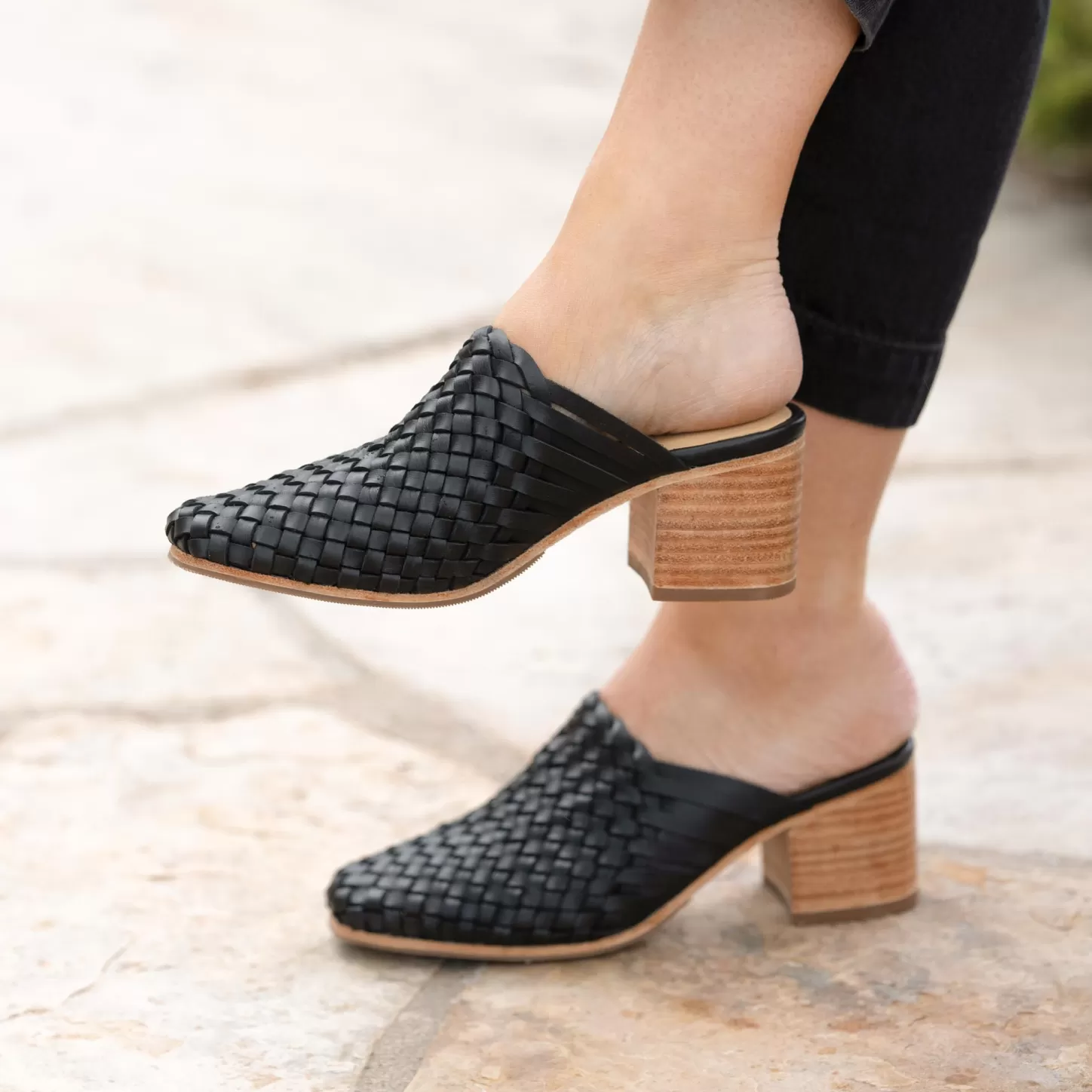 Mules-Nisolo All-Day Woven Heeled Mule Black