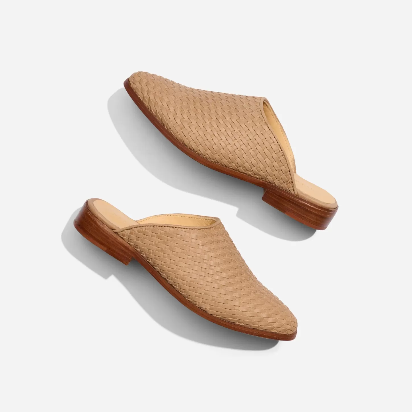 Flats & Slip Ons-Nisolo Ama Woven Mule Woven Almond