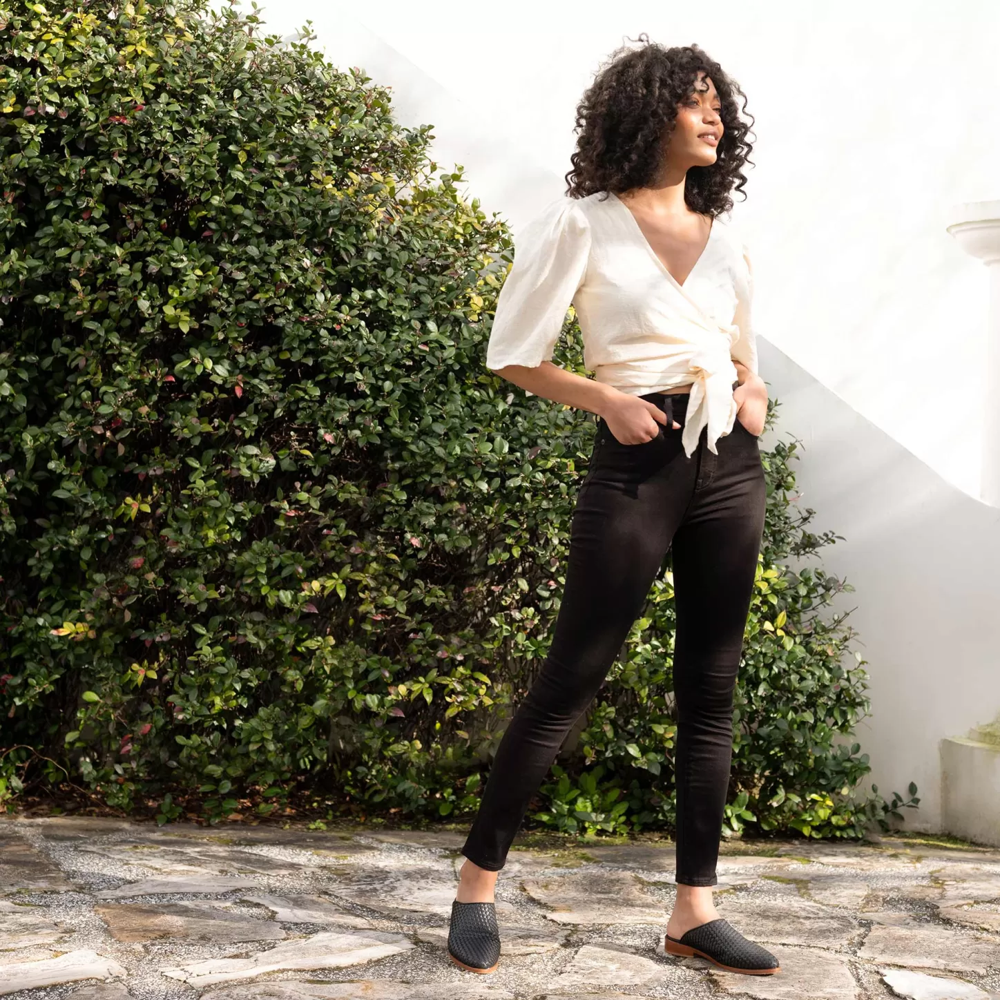 Flats & Slip Ons-Nisolo Ama Woven Mule Woven Black