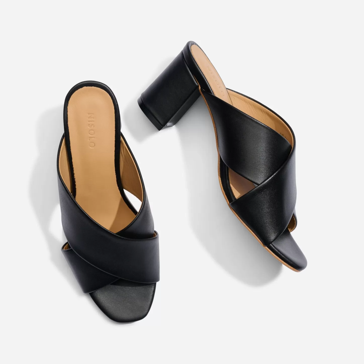 Sandals-Nisolo Carina Cross Strap Mule Black