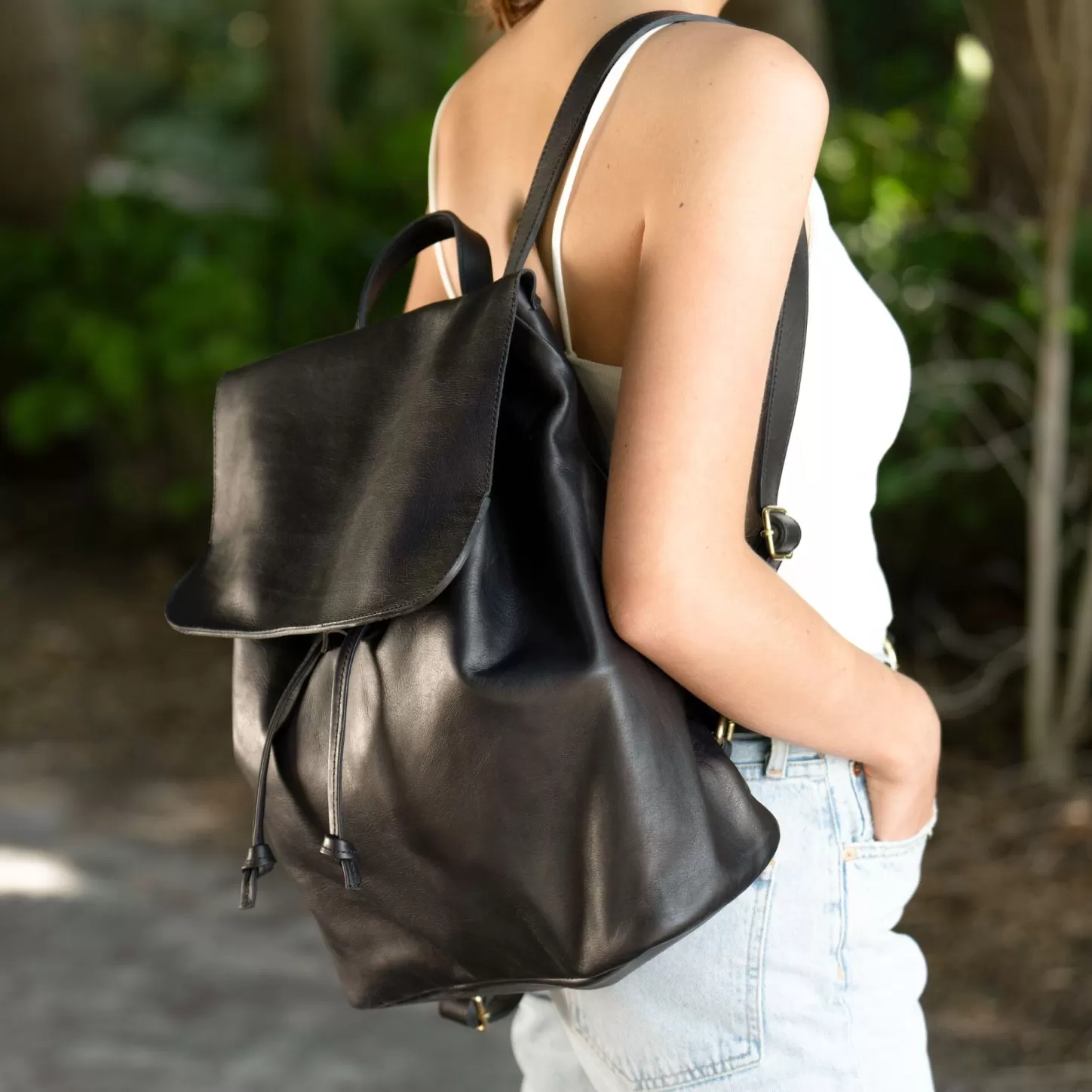 Bags & Wallets-Nisolo Daniela Drawstring Backpack Black