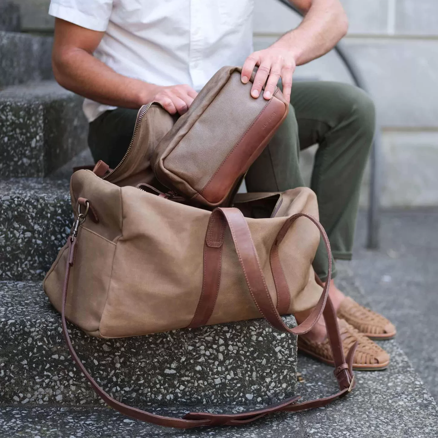 Bags & Wallets-Nisolo Durango Dopp Kit Waxed Canvas