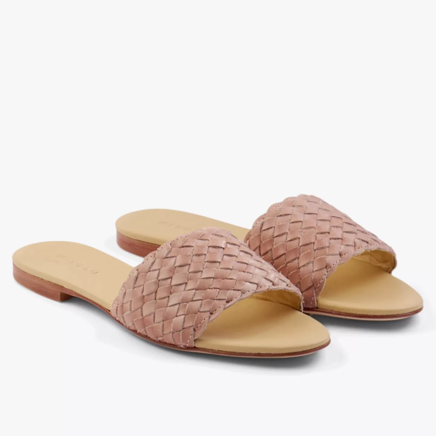 Flats & Slip Ons-Nisolo Isla Woven Slide Woven Desert Rose