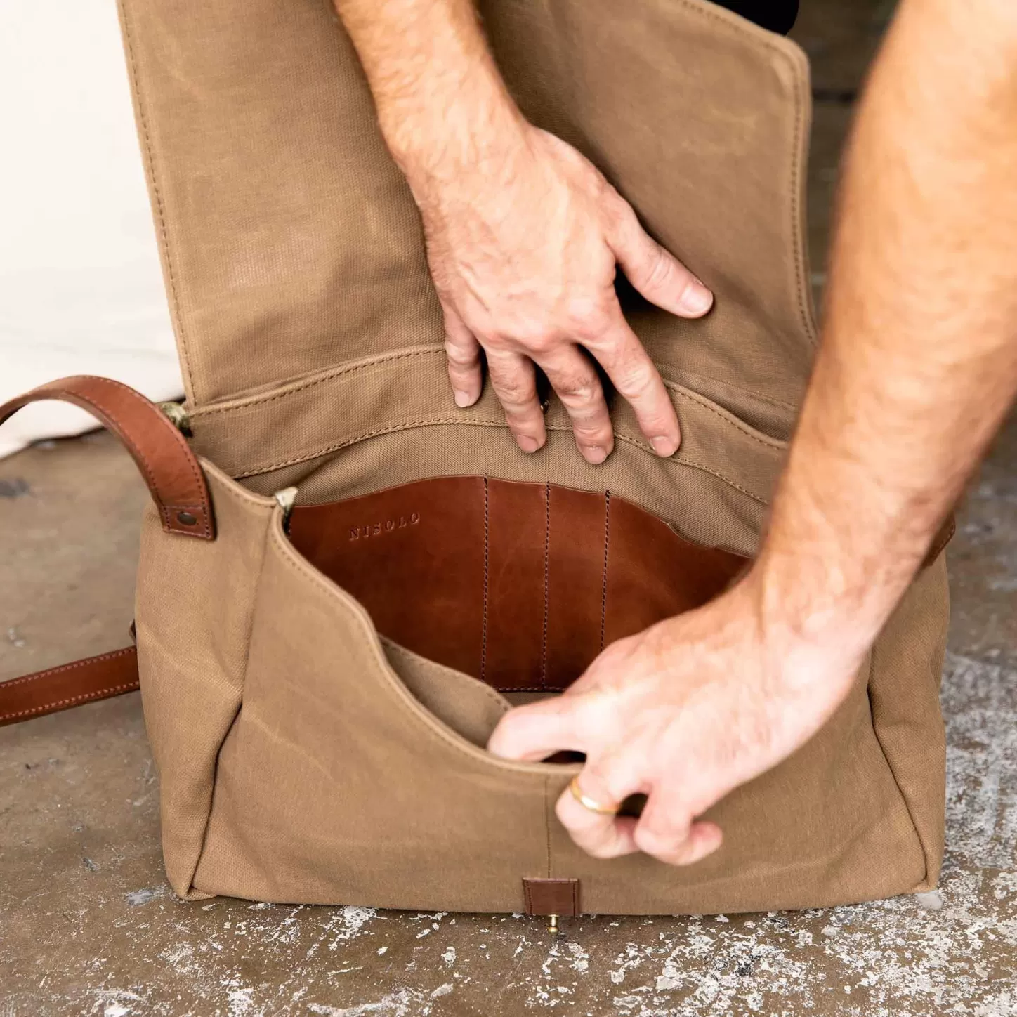 Bags & Wallets-Nisolo Loreto Messenger Bag Waxed Canvas