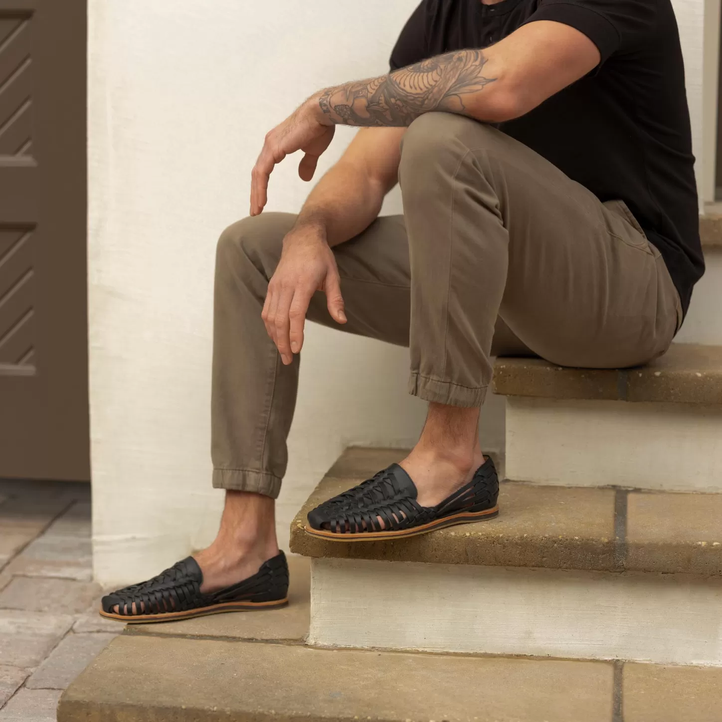 Sandals & Slip Ons-Nisolo Men's Huarache Sandal Black