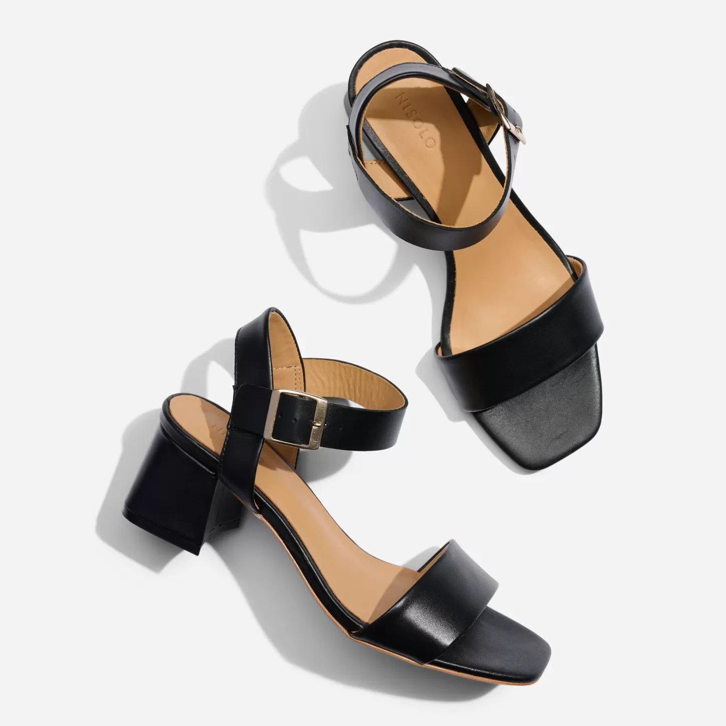 Sandals-Nisolo Stella Go-To Block Heel Sandal Black