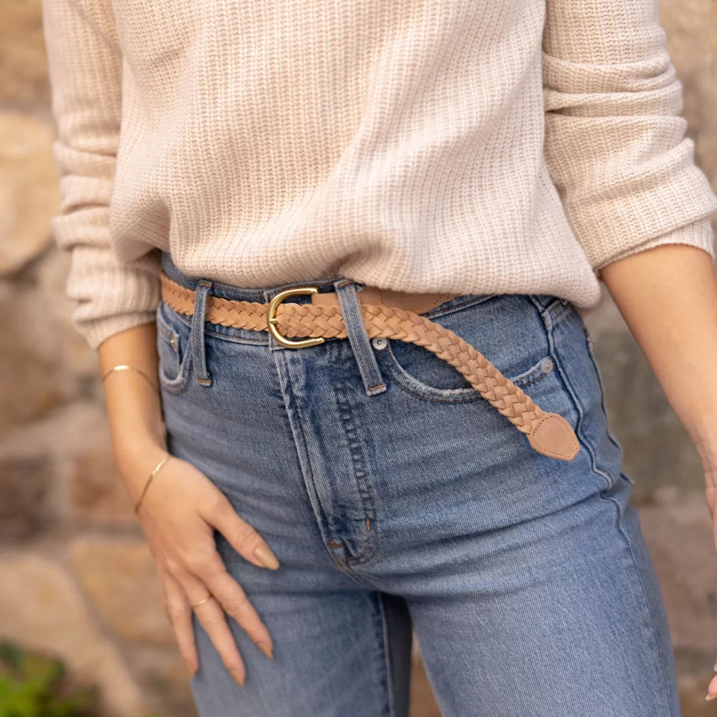 Belts-Nisolo Talia Braided Belt Almond