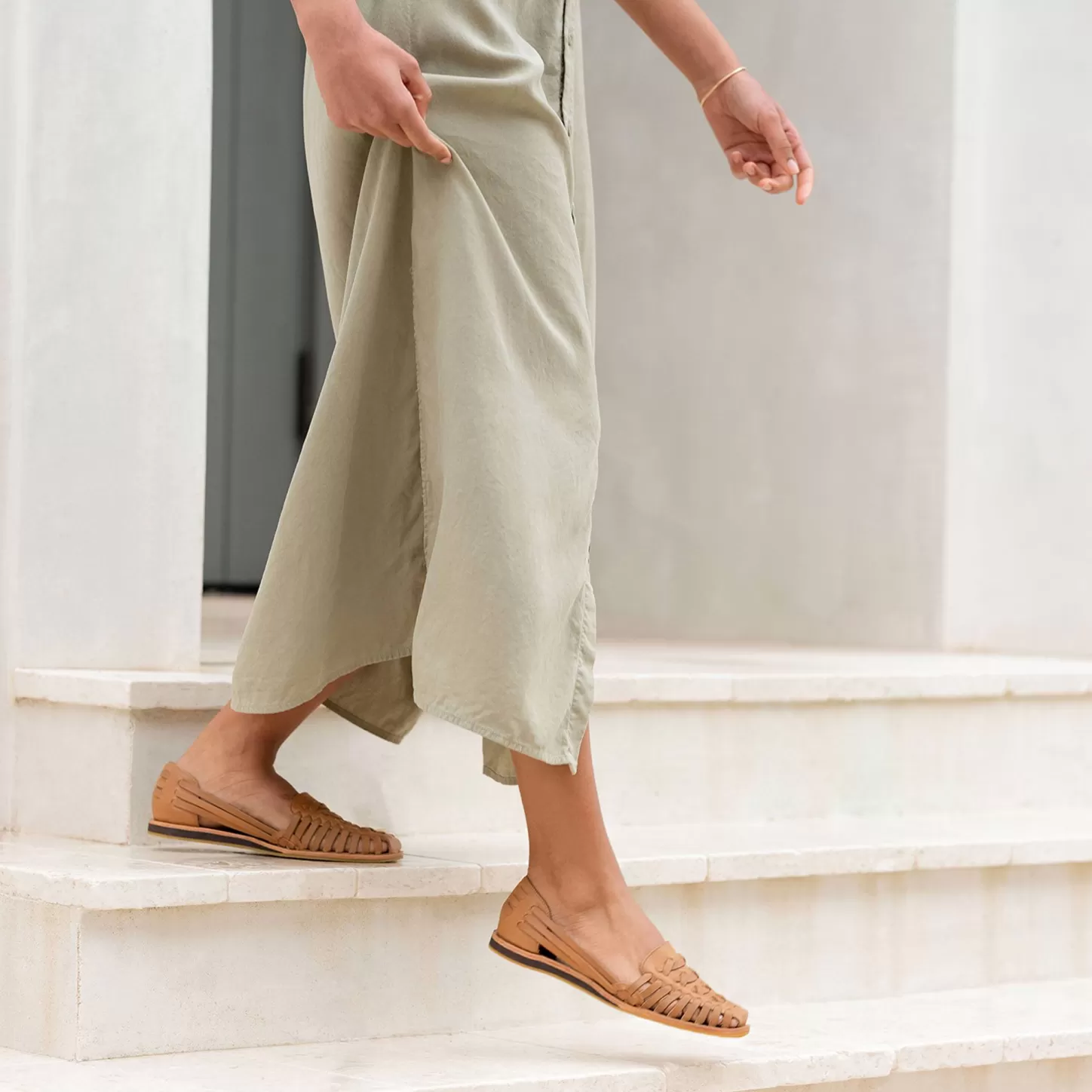 Flats & Slip Ons-Nisolo Women's Huarache Sandal Almond